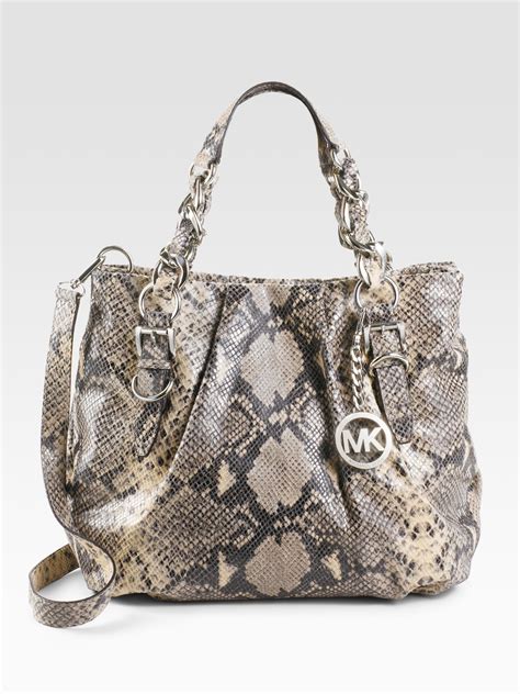 michael kors tote python hamilton ombra|Monogramme Python Embossed Leather Tote Bag .